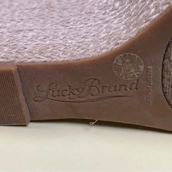 LUCKY BRAND women's neutral cream macrame canvas crochet wedge sandals, size 8 - Picture 5 of 12